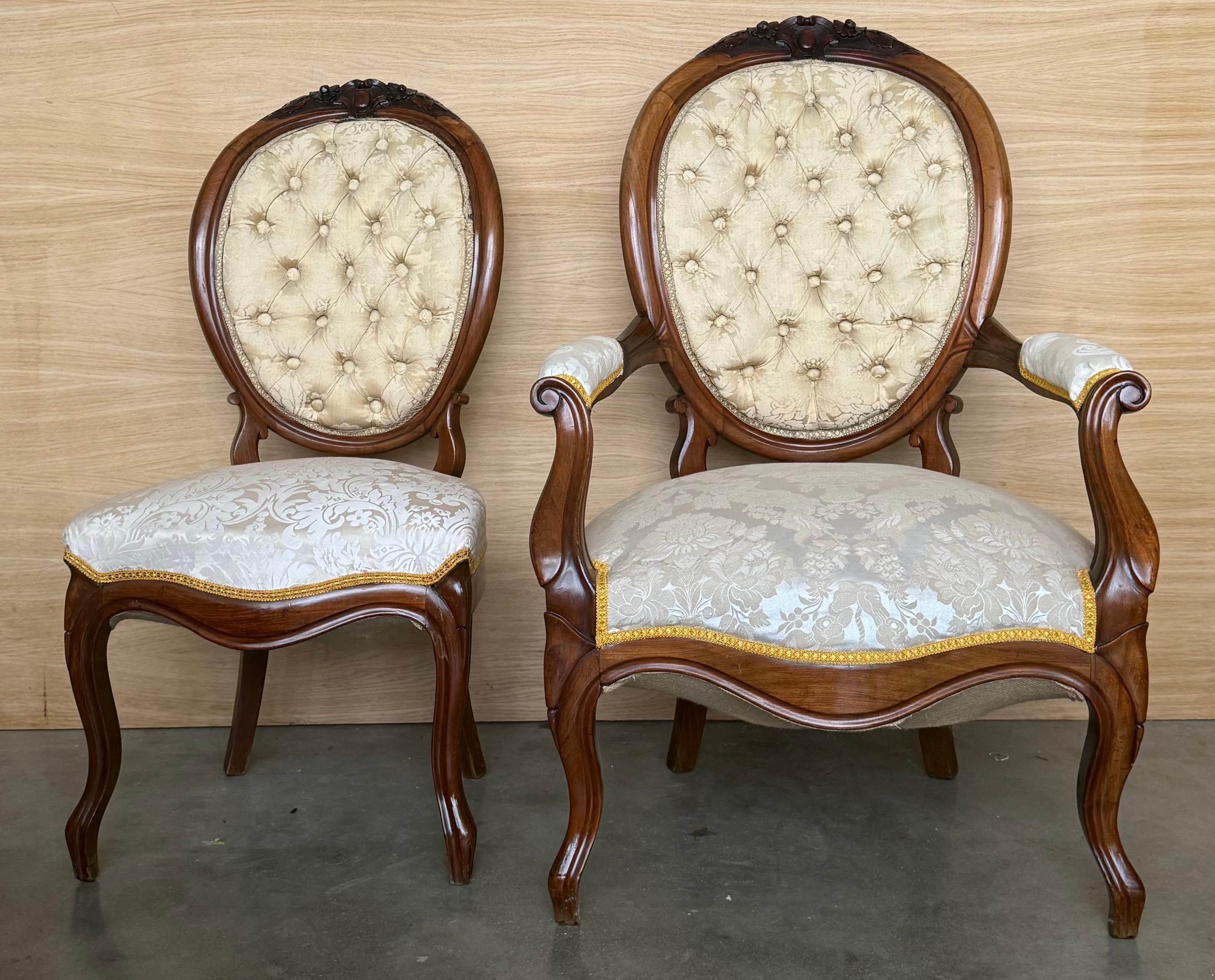 Pair of 19th Century French Solid Walnut Louis XVI Armchairs ~ Fauteuils en vente 2