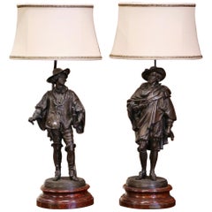 Pair of 19th Century French Spelter Renaissance Figures Made into Table Lamps