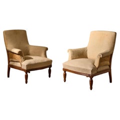 Pair of 19th century French square back armchairs