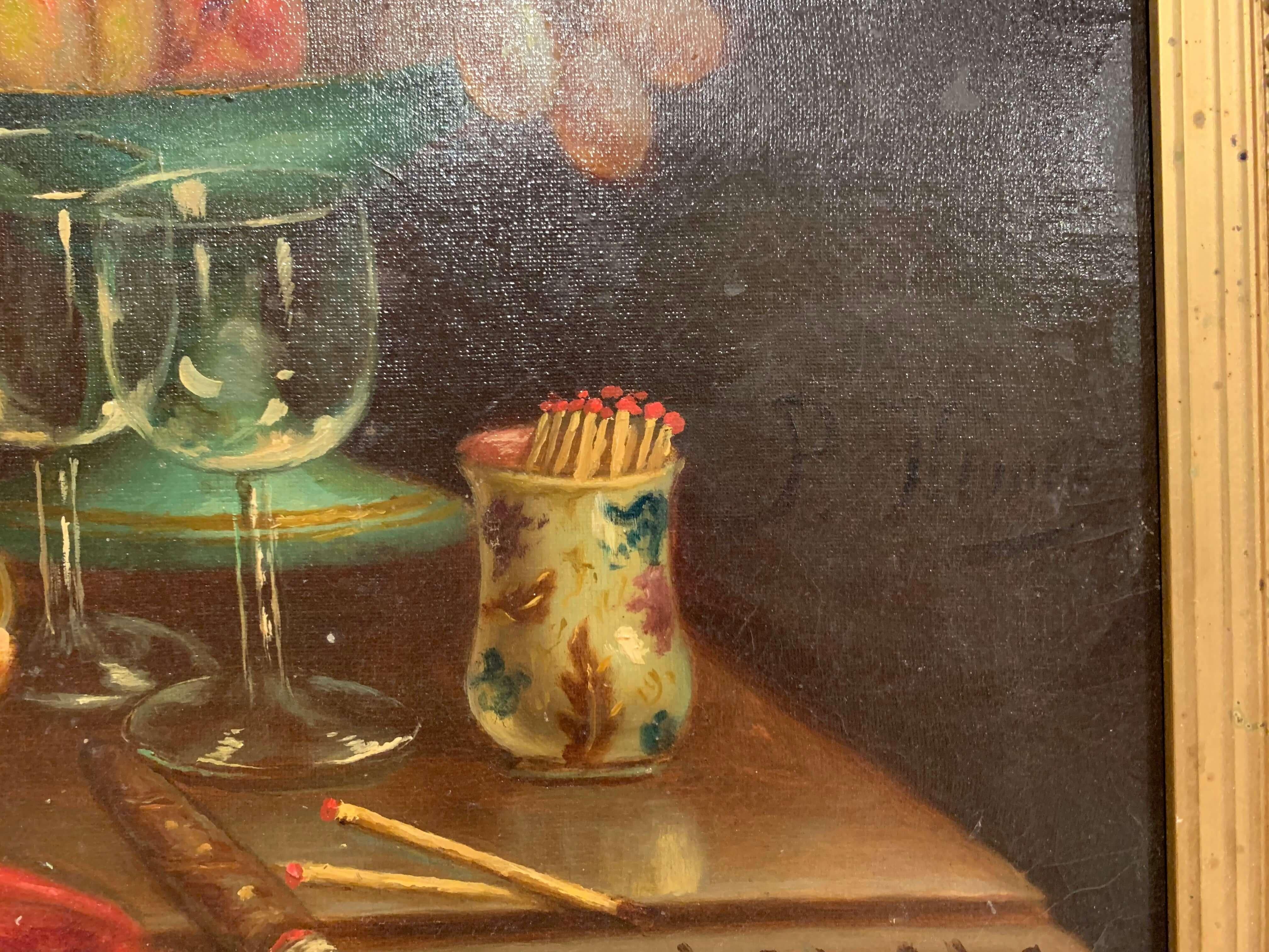 Pair of 19th Century French Still Life Oil Paintings in Gilt Frames Signed Hemet For Sale 4