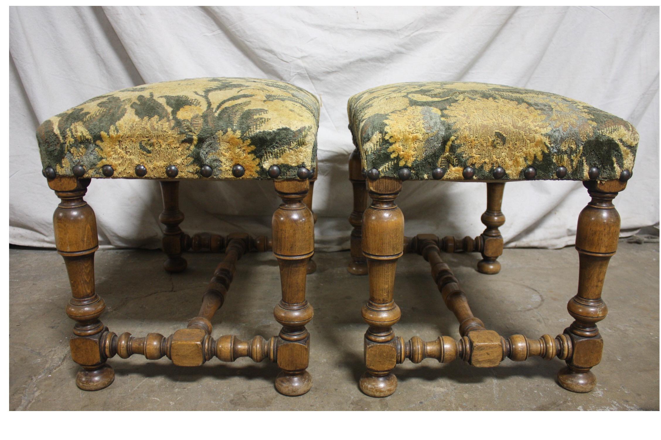 Pair of 19th Century French Stools (Louis XIII.)