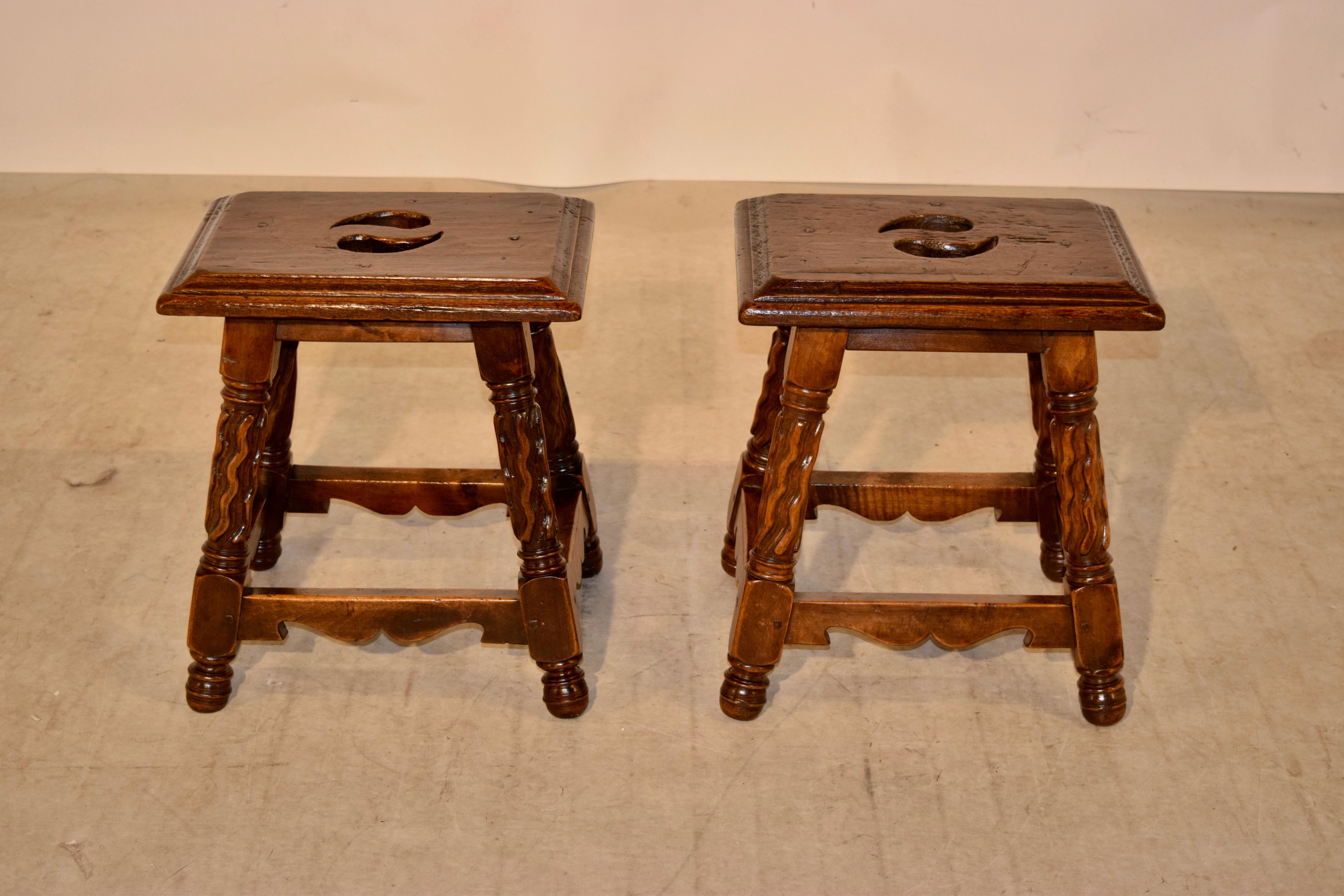 Pair of 19th Century French Stools In Good Condition In High Point, NC