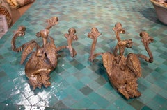 Paire de lampes murales françaises du 19ème siècle en stuc sur bois