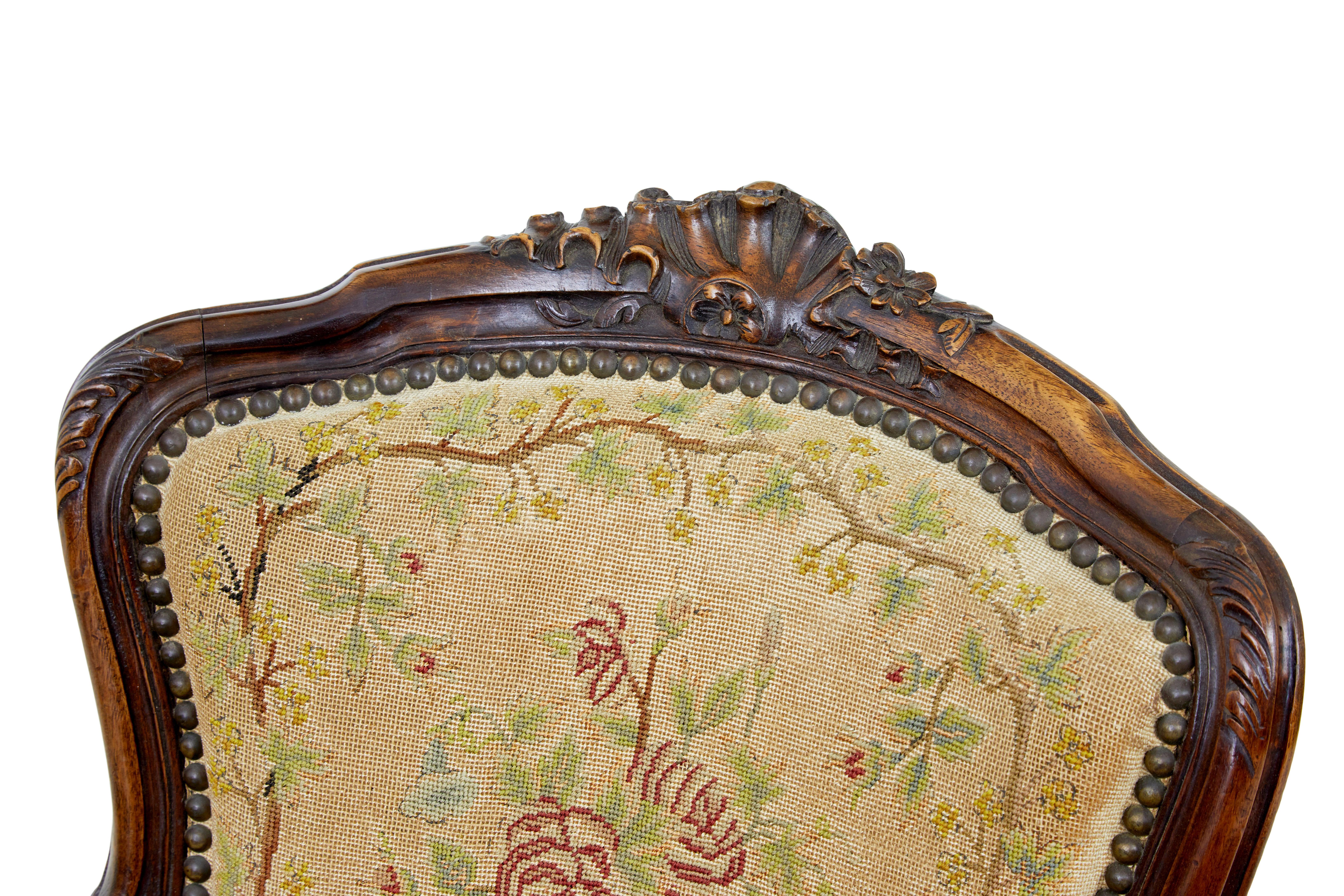 Pair of 19th century French tapestry and walnut armchairs For Sale 3