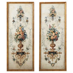 Pair of 19th Century French Tapestry Panels on Linen