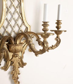 Pair of 19th Century French Three Armed Brass Wall Sconces