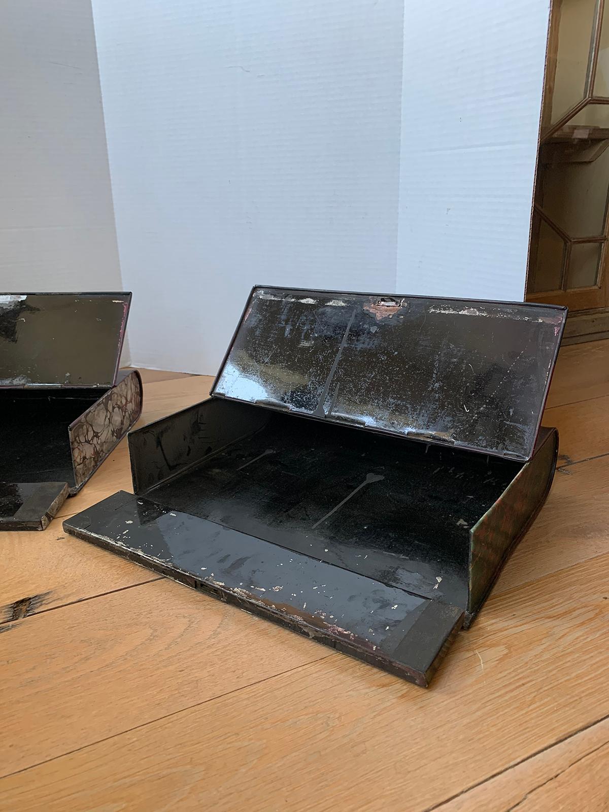 Pair of 19th Century French Tole Document Boxes For Sale 5