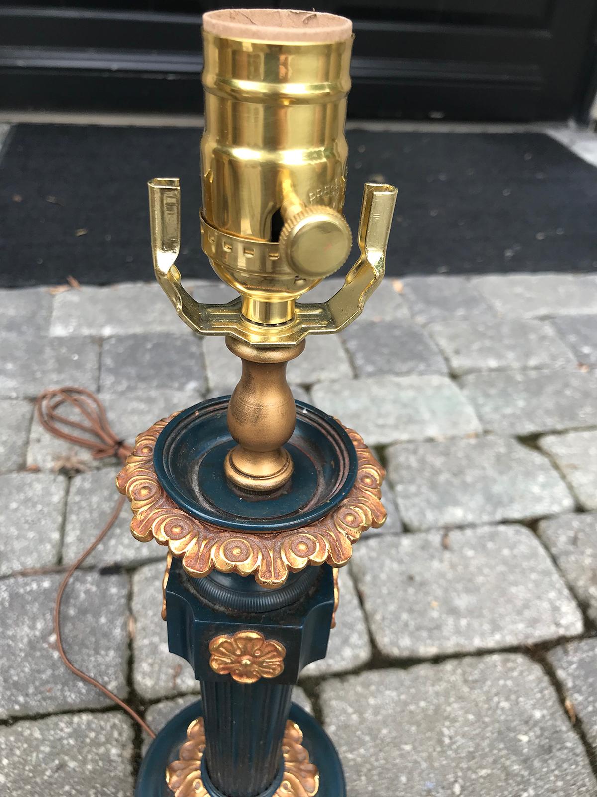 Pair of 19th century French Tole lamps, formerly oil.
