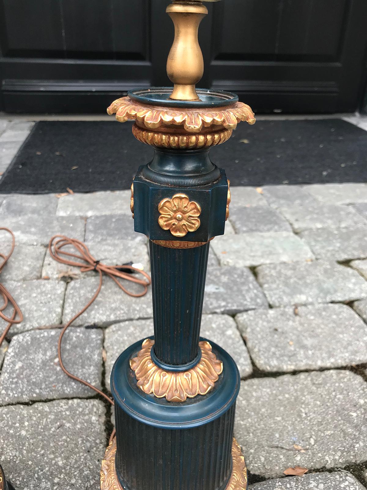 Pair of 19th Century French Tole Lamps, Formerly Oil For Sale 3