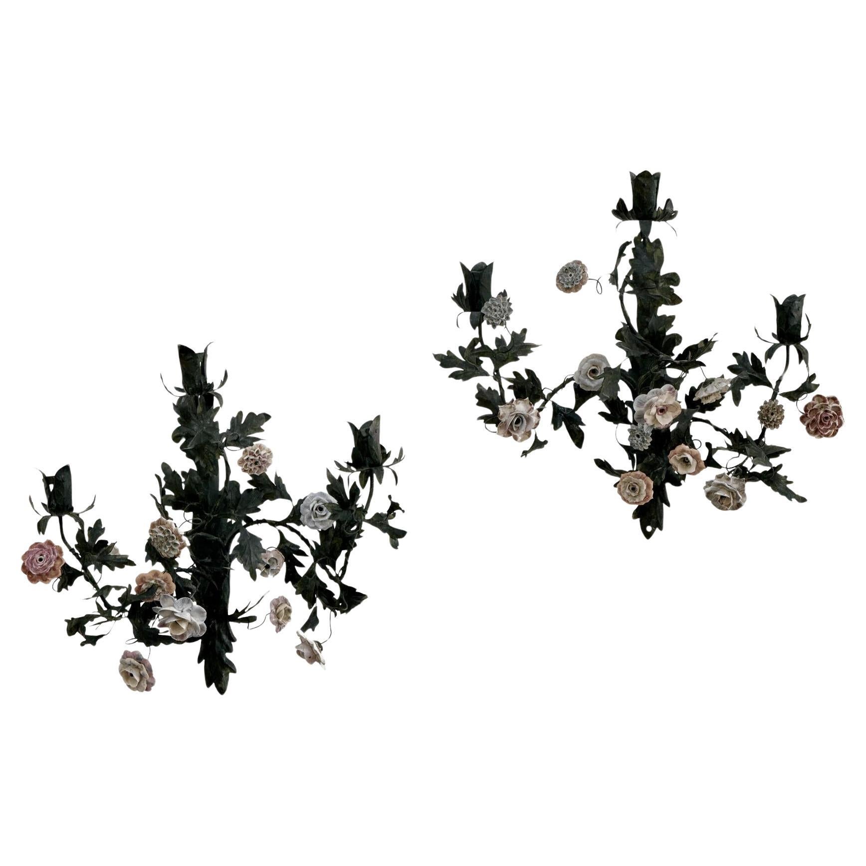 Pair of 19th Century French tole sconces