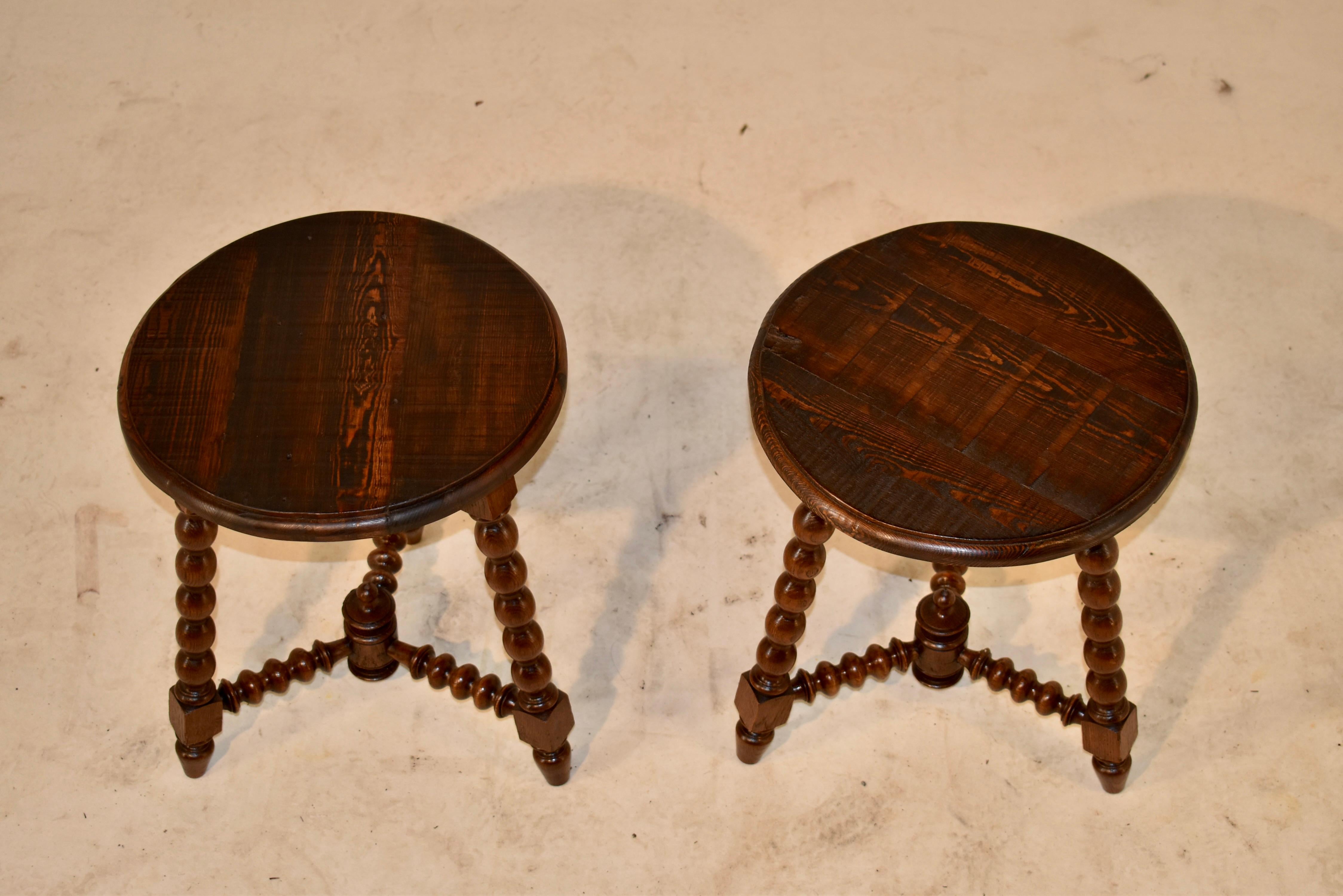 Pair of 19th Century French Turned Stools 2