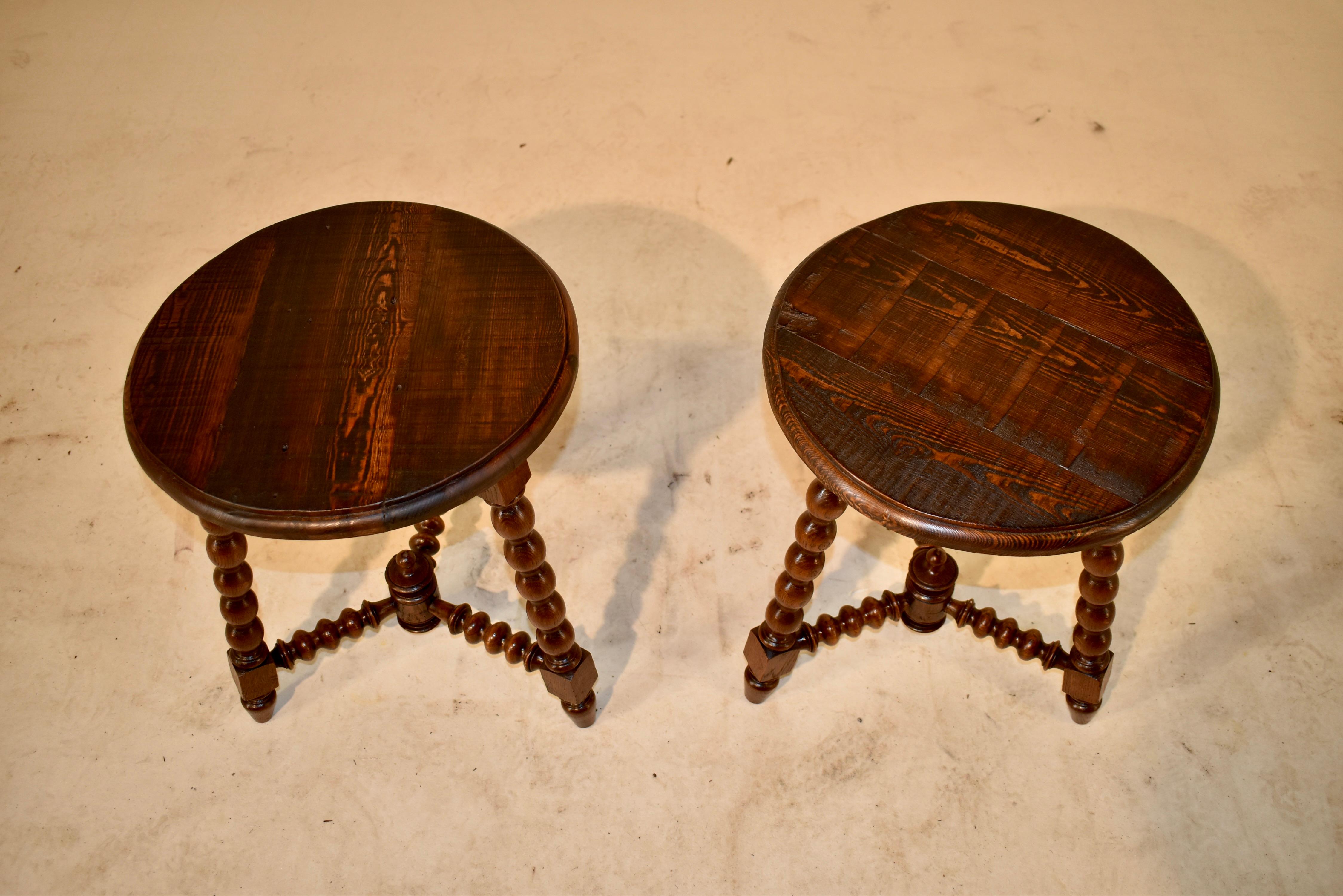 Pair of 19th Century French Turned Stools 3