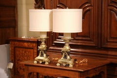 Pair of 19th Century French Two-Tone Bronze Candlesticks Made into Table Lamps