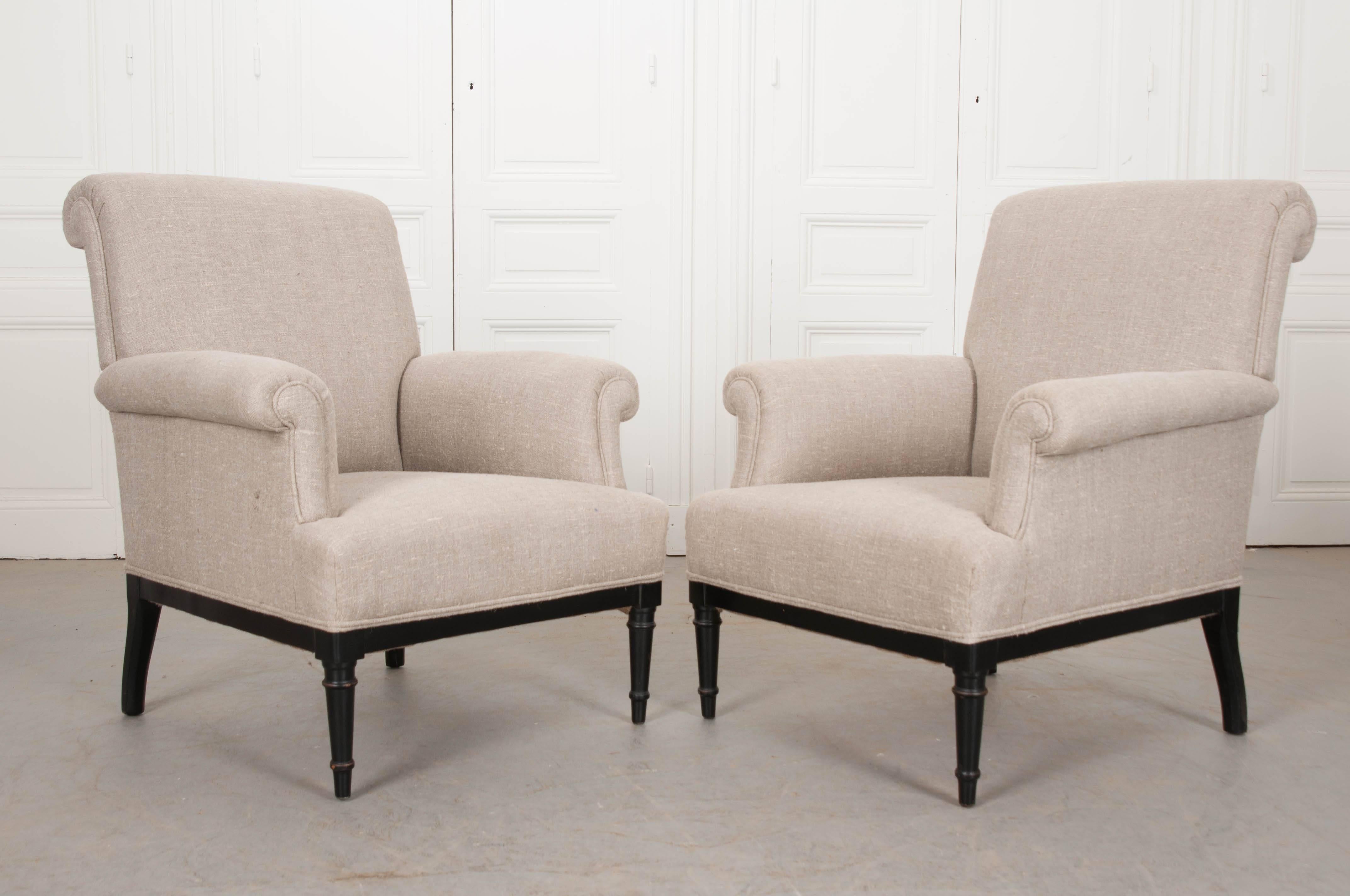 Hardwood Pair of 19th Century French Upholstered Bergères