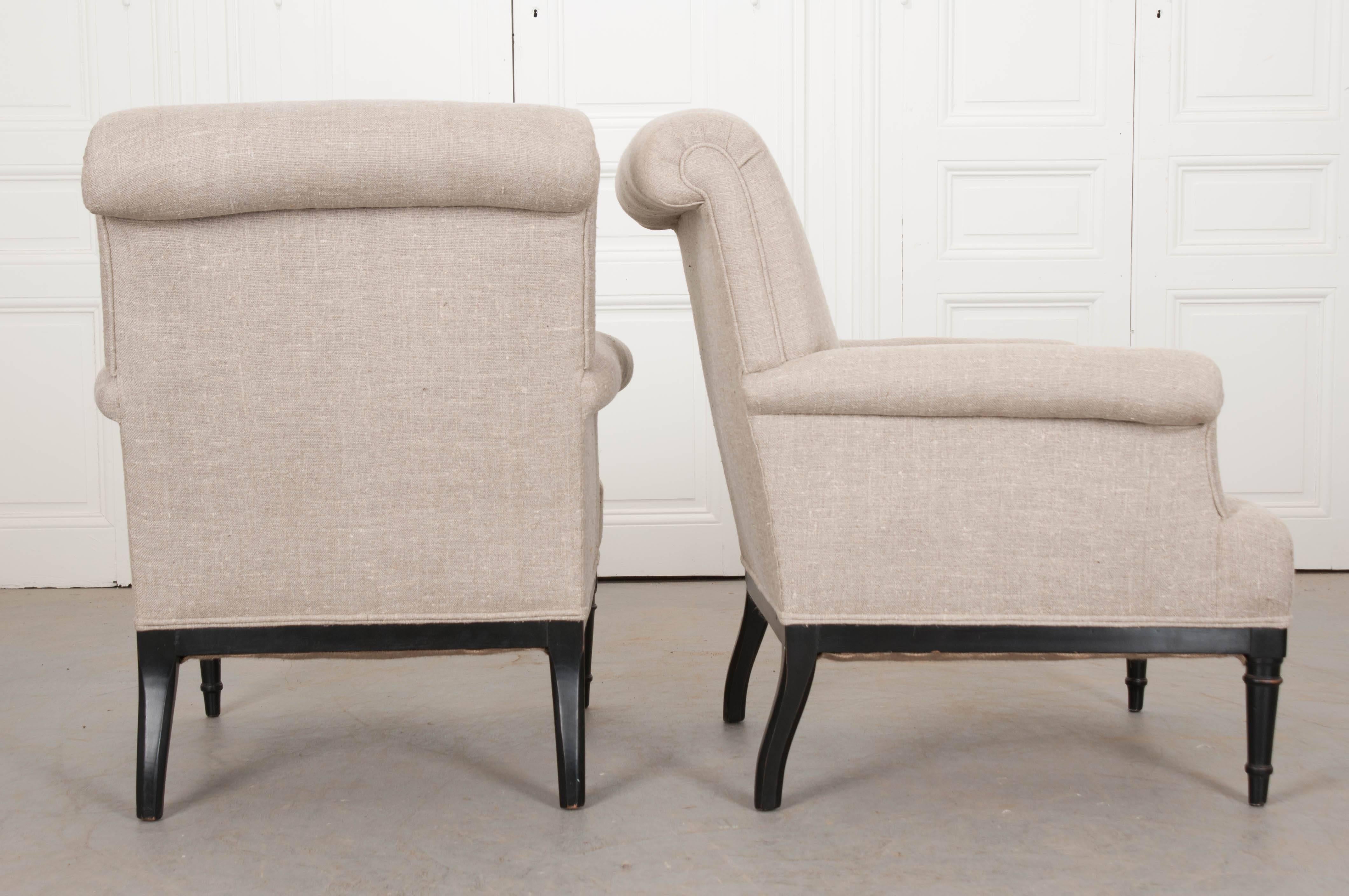 Pair of 19th Century French Upholstered Bergères 4
