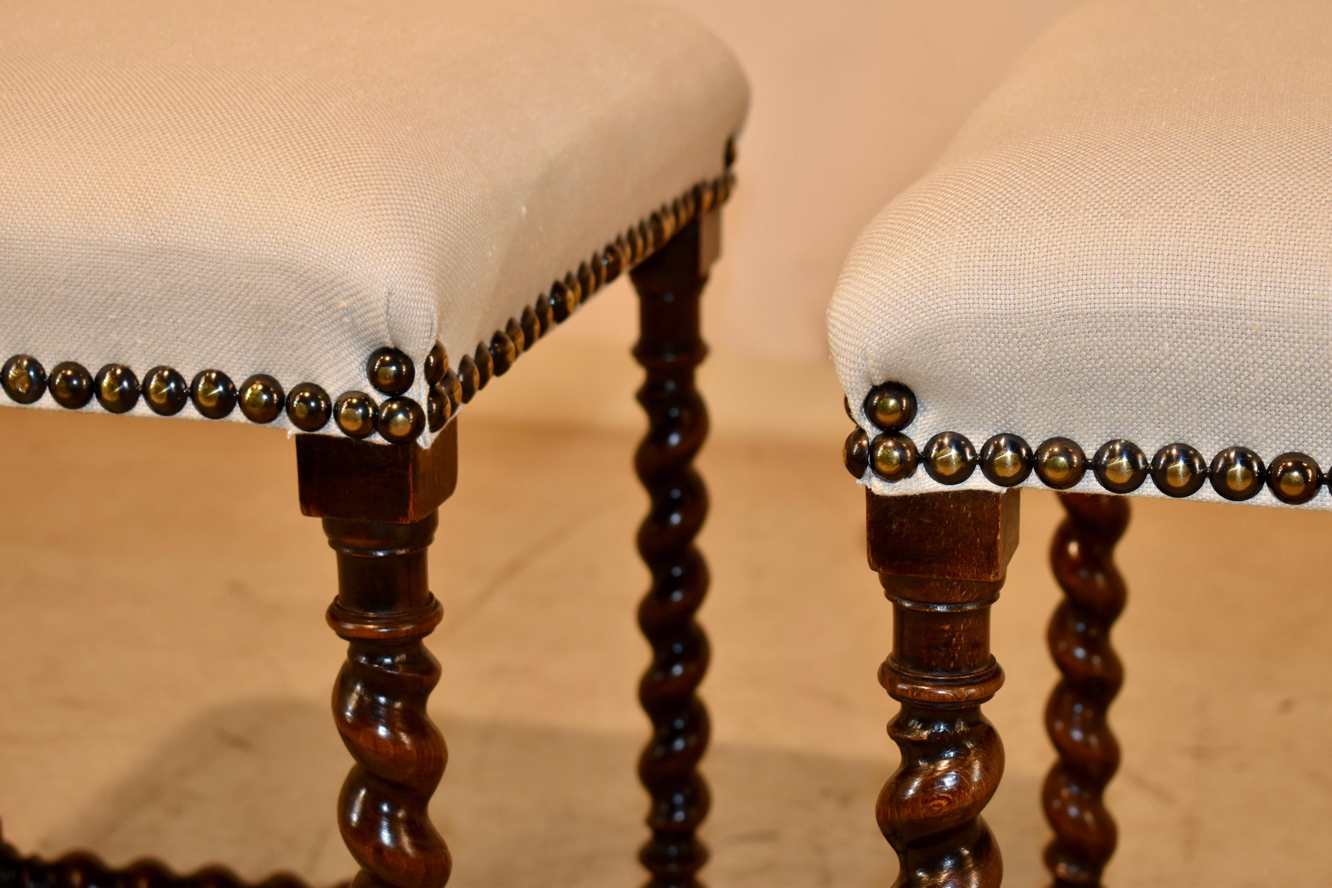 Pair of 19th Century French Upholstered Stools For Sale 3