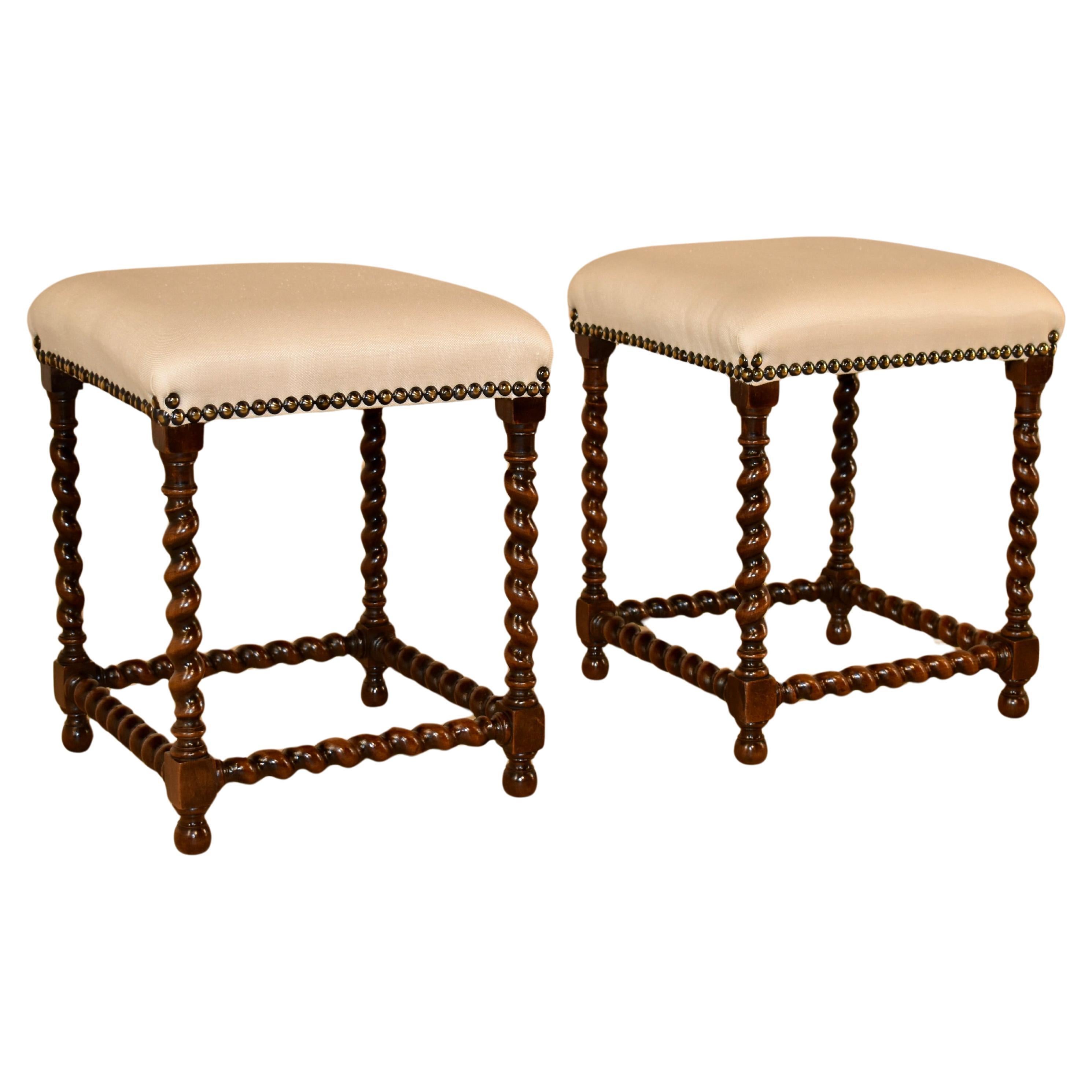 Pair of 19th Century French Upholstered Stools