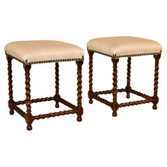 Pair of 19th Century French Upholstered Stools