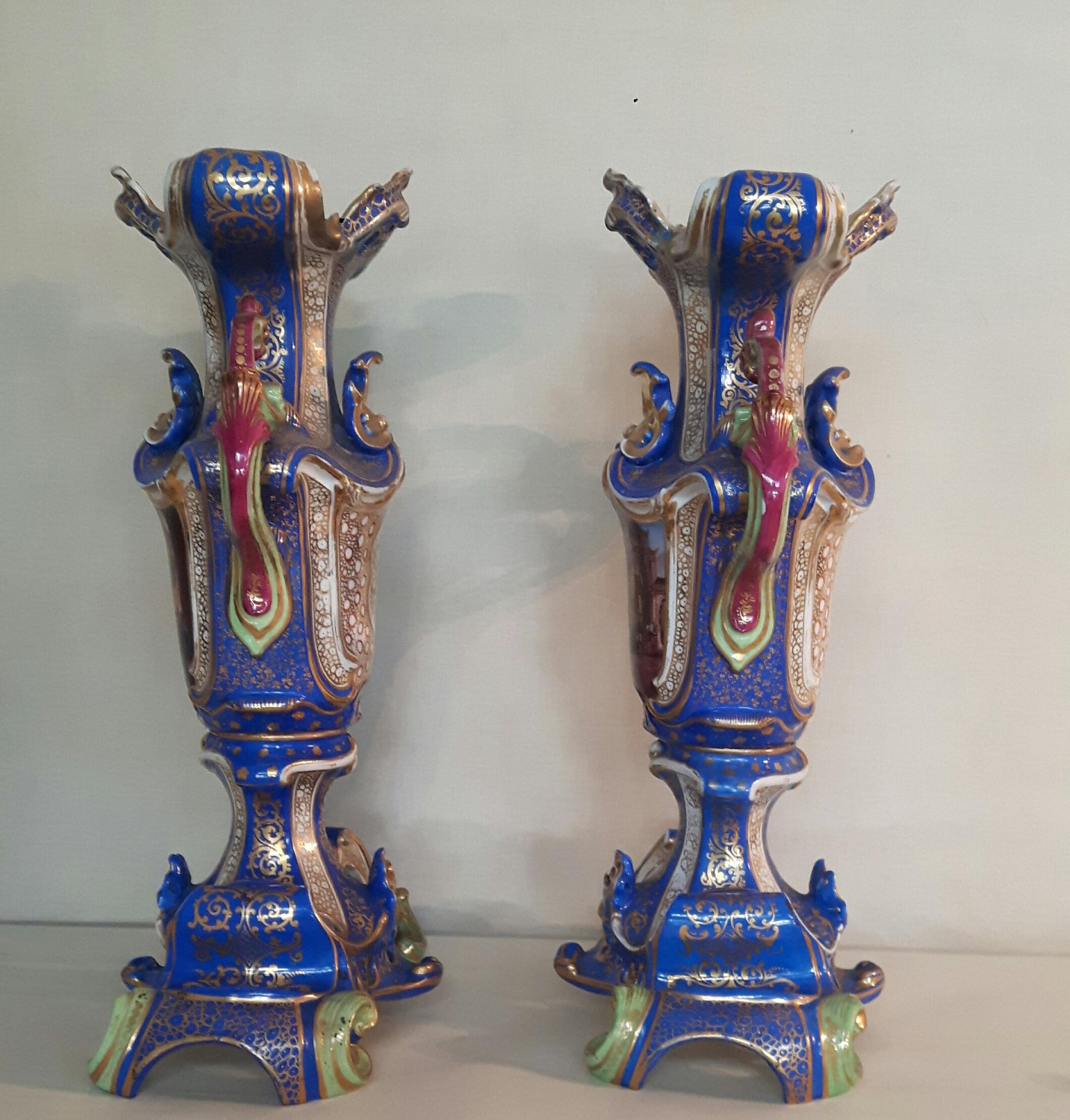 Vernissé Paire de vases français du 19ème siècle en vente