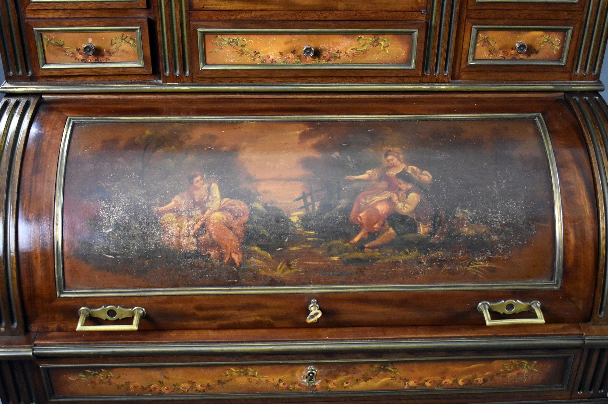 Coppia di scrivanie con piano a cilindro in Vernis Martin francese del XIX secolo in vendita 12