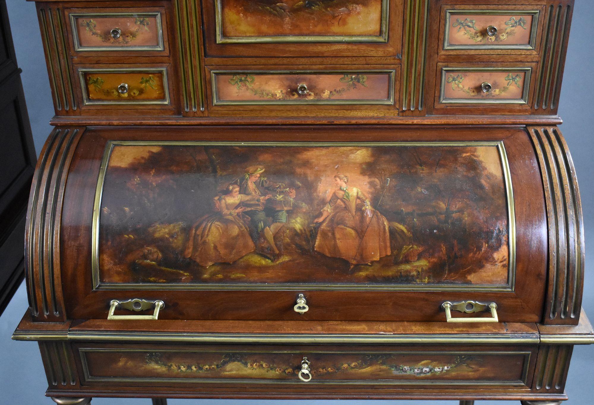 Coppia di scrivanie con piano a cilindro in Vernis Martin francese del XIX secolo in vendita 13
