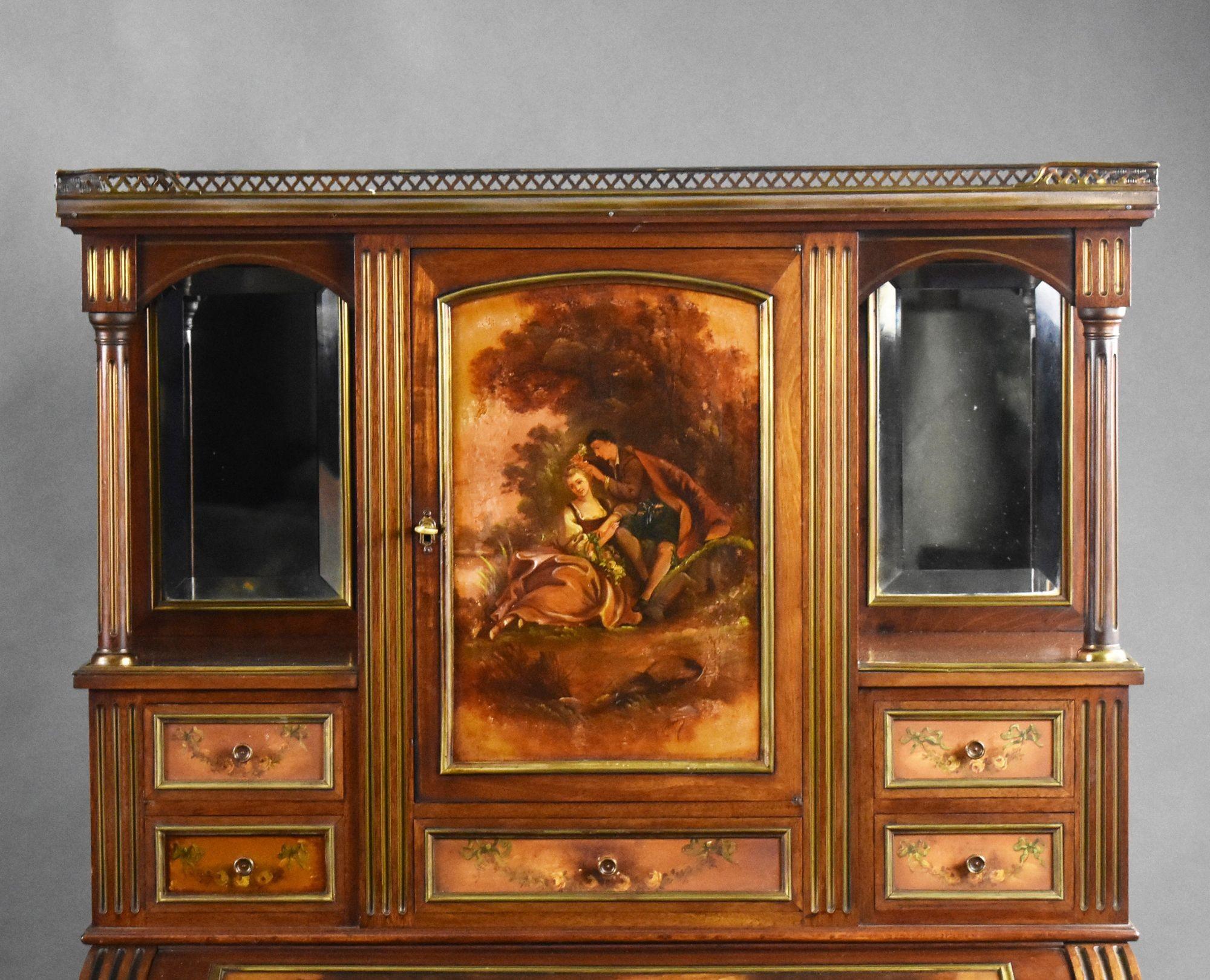 Coppia di scrivanie con piano a cilindro in Vernis Martin francese del XIX secolo in vendita 1