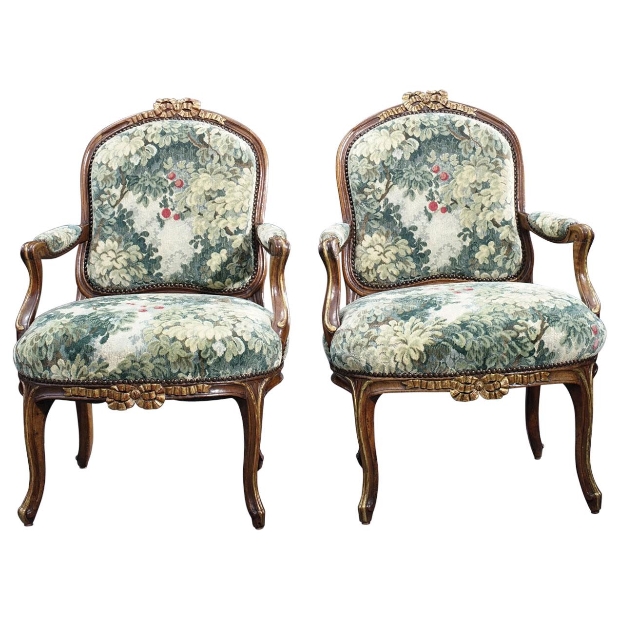 Pair of 19th Century French Walnut Armchairs
