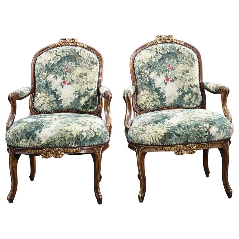 Pair of 19th Century French Walnut Armchairs For Sale at 1stDibs