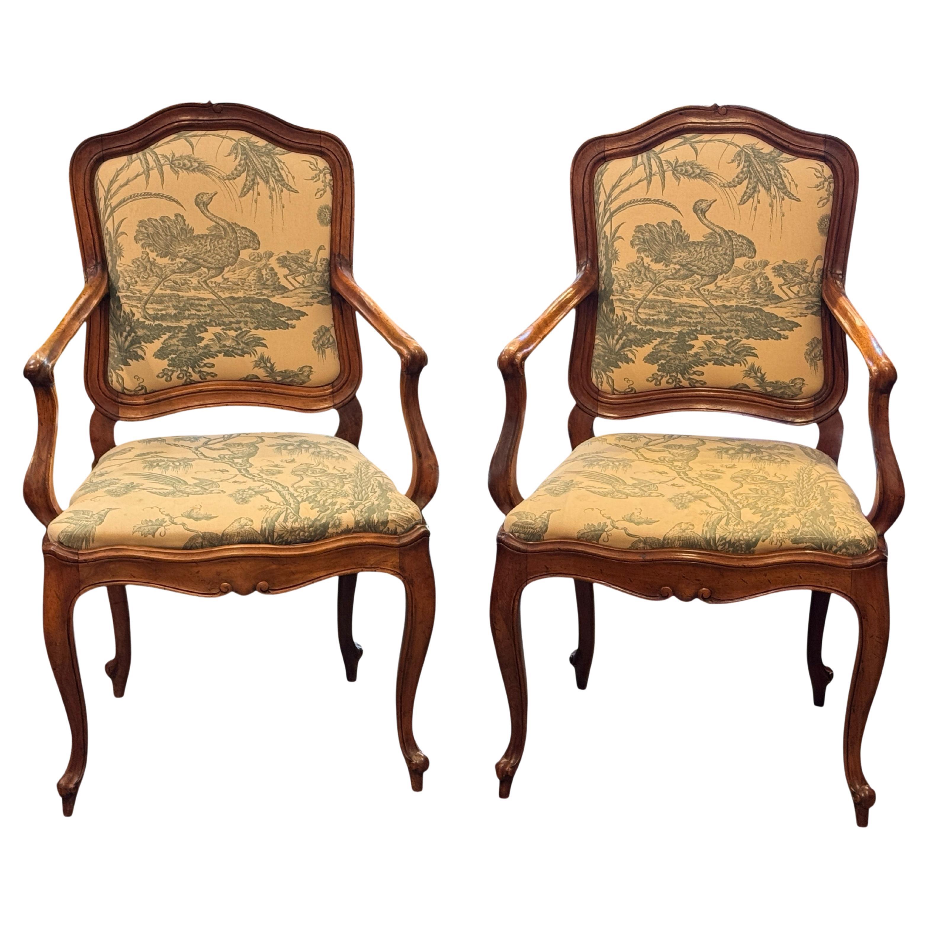 Pair of 19th Century French Walnut Armchairs