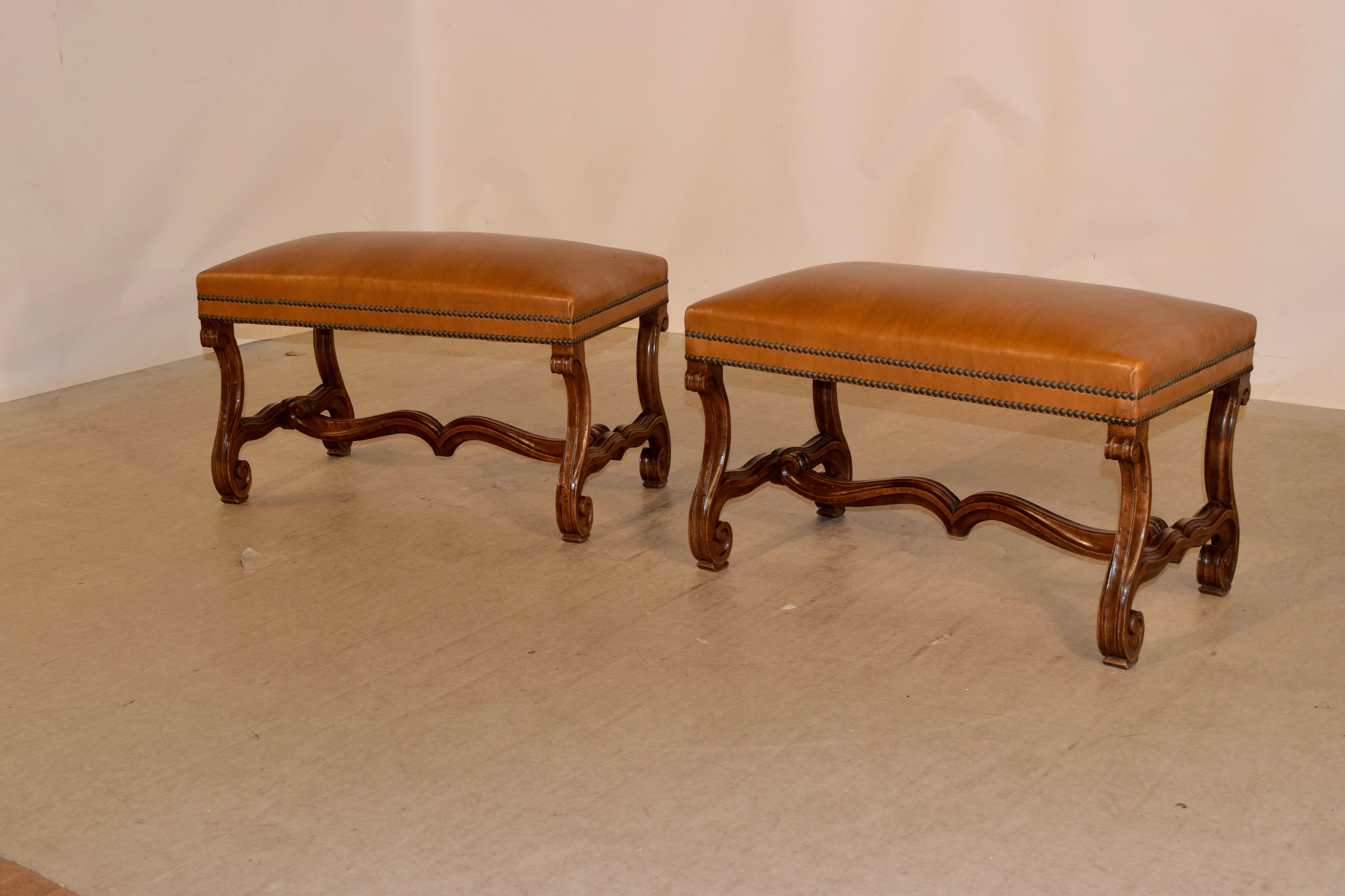 Napoleon III Pair of 19th Century French Walnut Benches