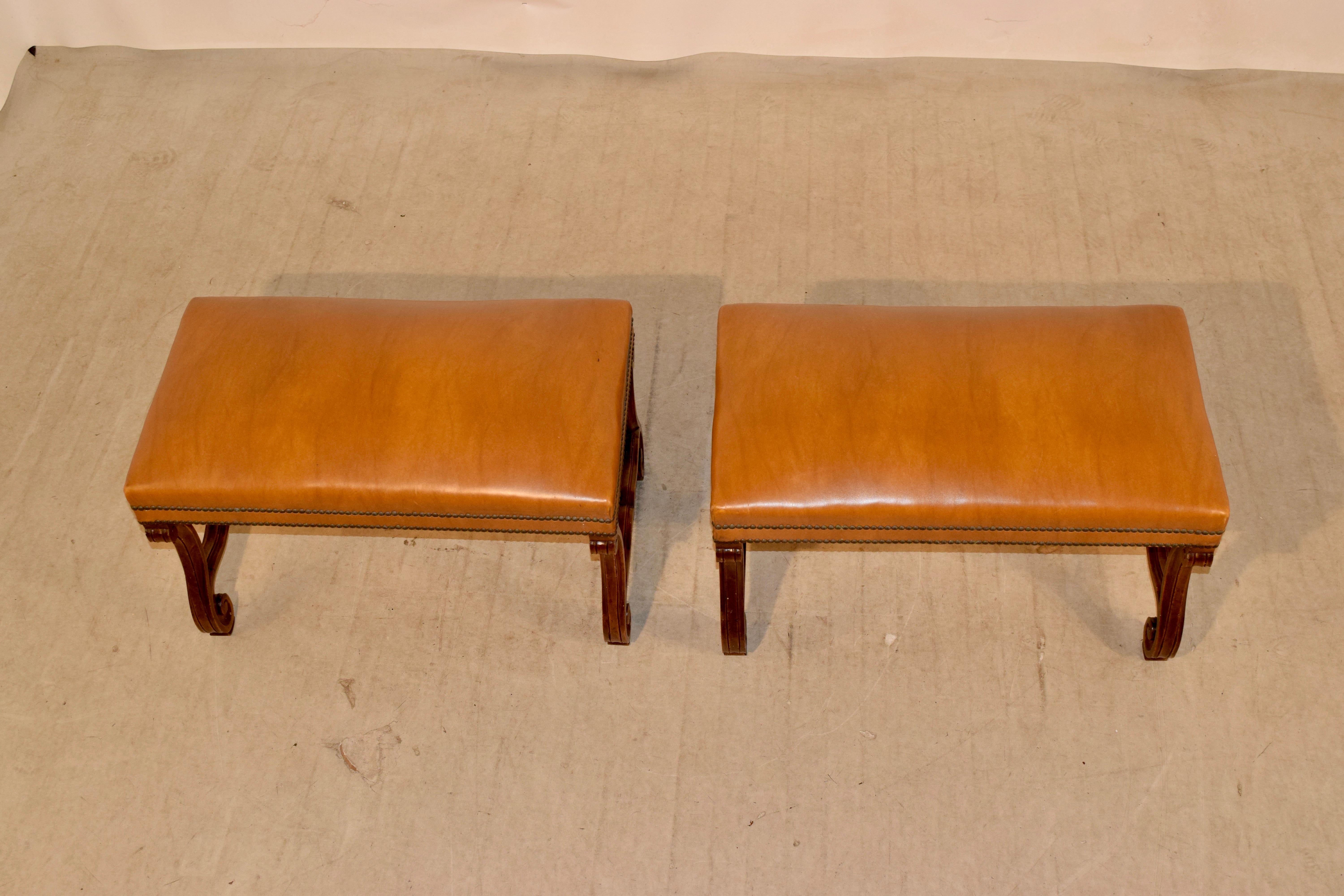 Pair of 19th Century French Walnut Benches In Good Condition In High Point, NC