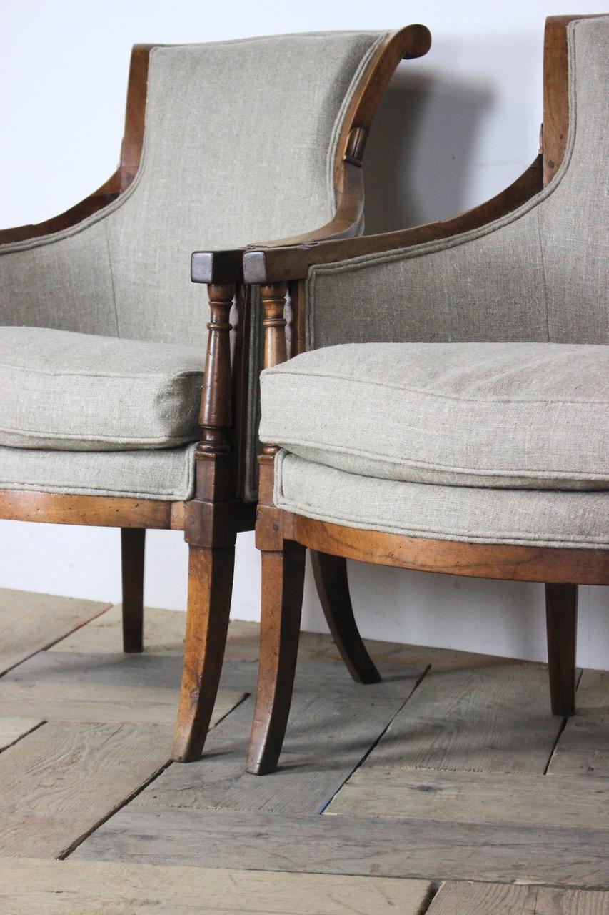 Pair of 19th Century French Walnut Bergeres 2