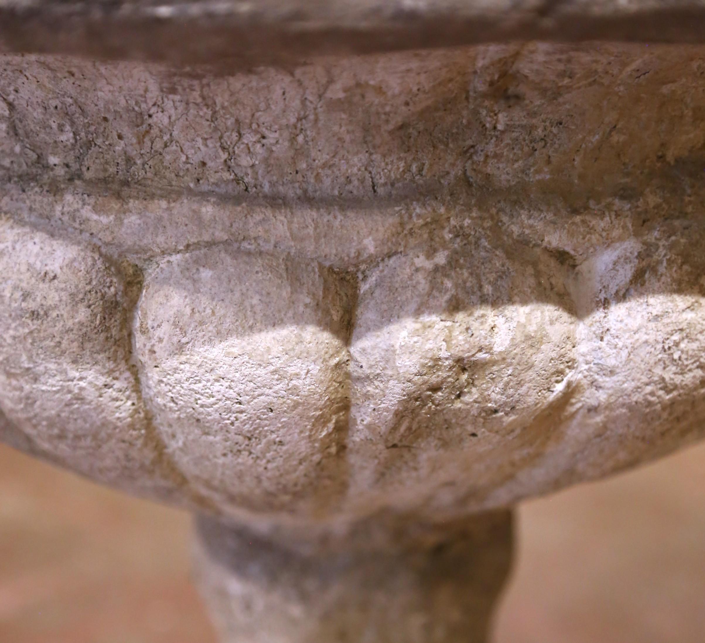 Pair of 19th Century French Weathered Carved Stone Garden Urns from Normandy For Sale 3