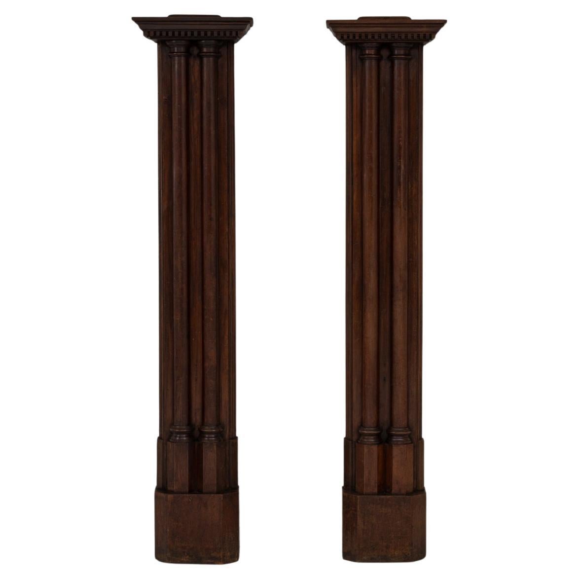 Pair Of 19th Century French Wooden Columns With Original Patina