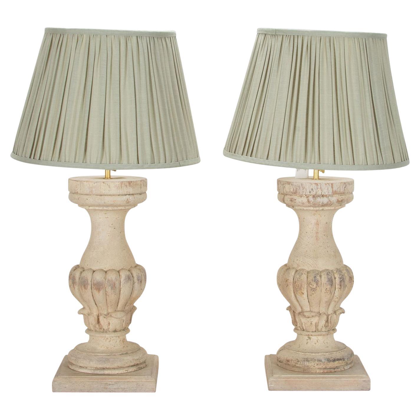 Pair of 19th Century French Wooden Lamps