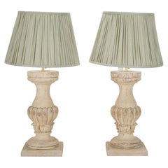 Antique Pair of 19th Century French Wooden Lamps