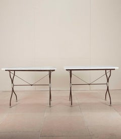 Pair of 19th Century French Wrought Iron and Marble Presentation Tables