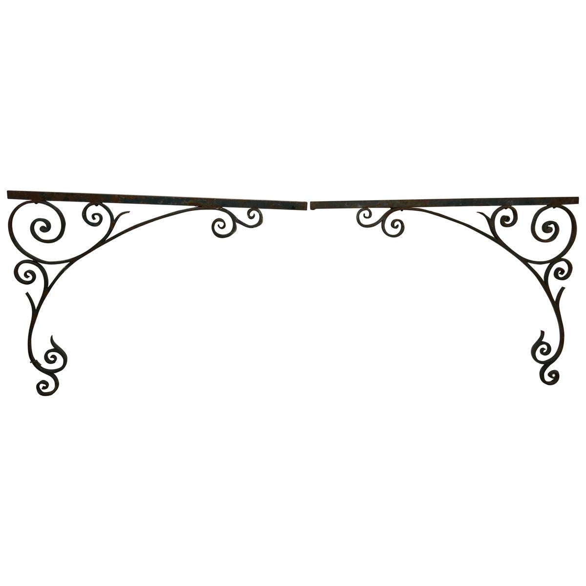 Pair of 19th Century French Wrought Iron Gate Post Corners
