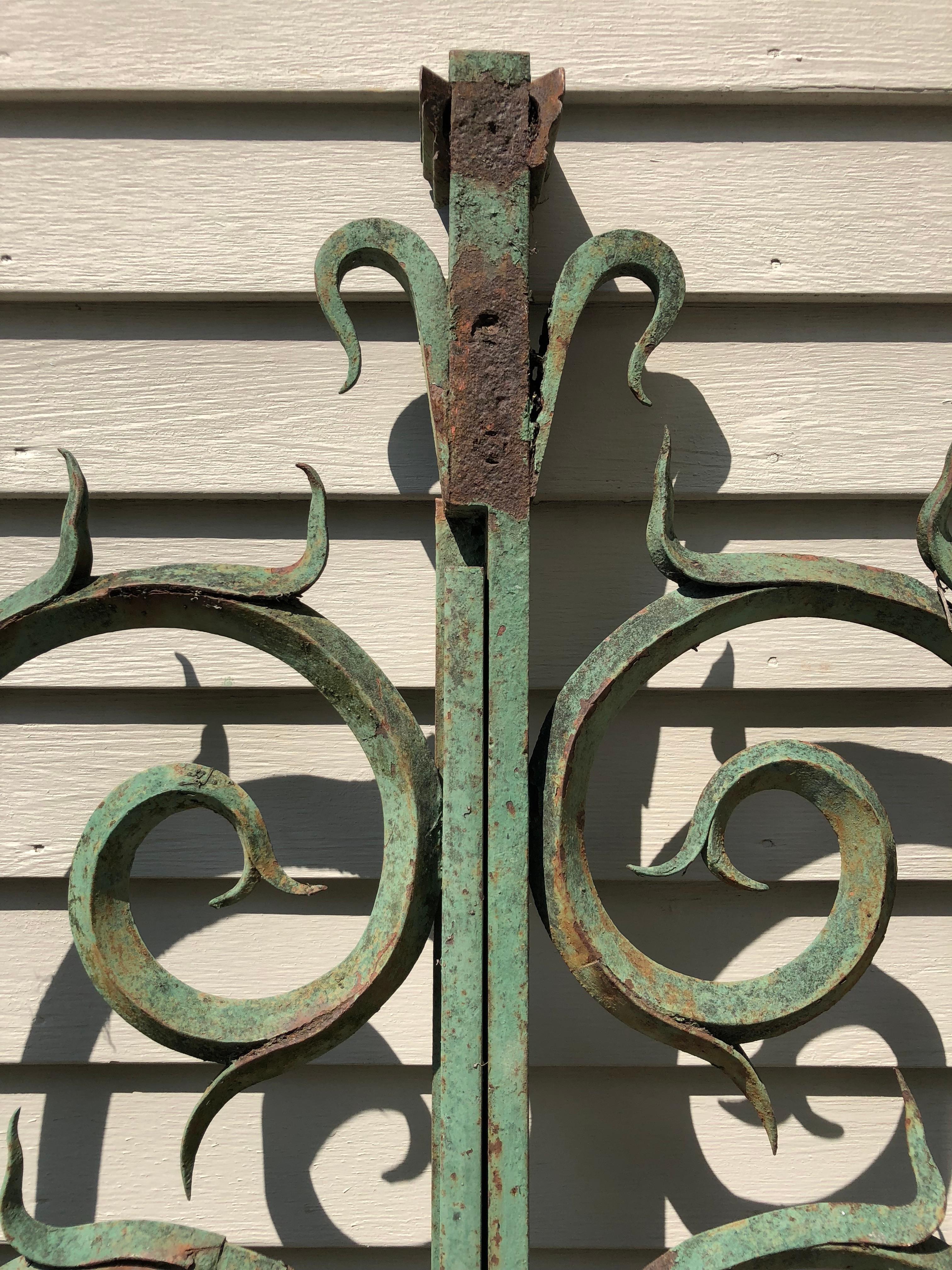 Hand-Crafted Pair of 19th Century French Wrought Iron Vineyard Entrance Gates from Bordeaux