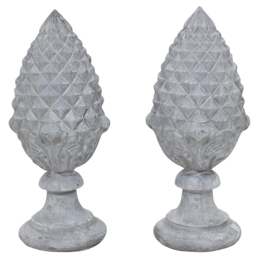 Pair of 19th Century French Zinc Pinecone Roof Finials