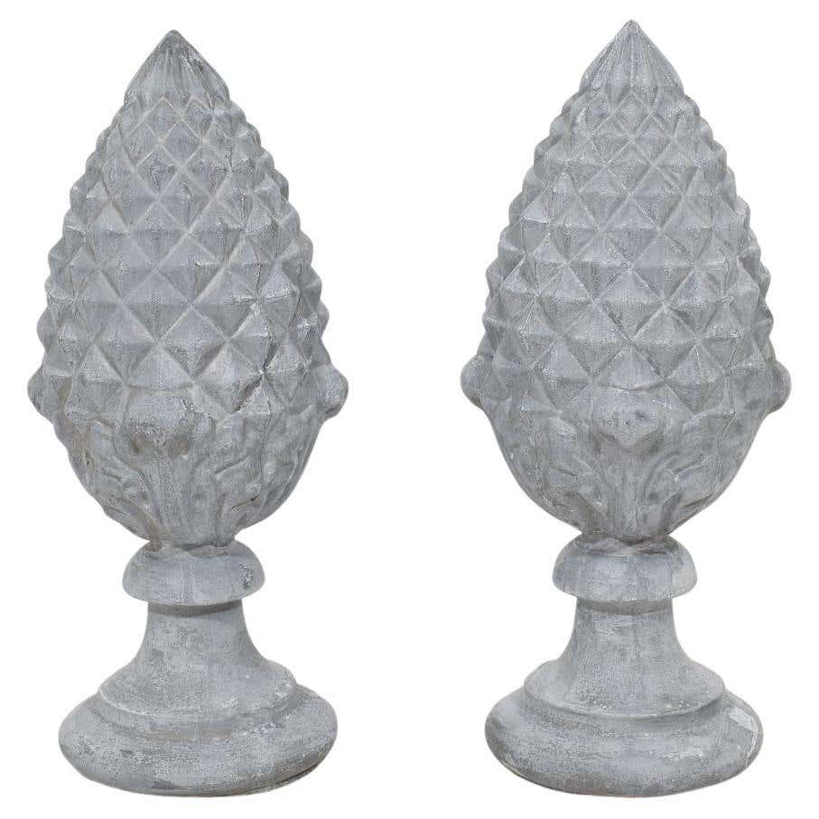 Set of 3 Antique Wood Finials at 1stDibs
