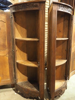 Pair of 19th Century Fruitwood Corner Cabinets from Provence, France