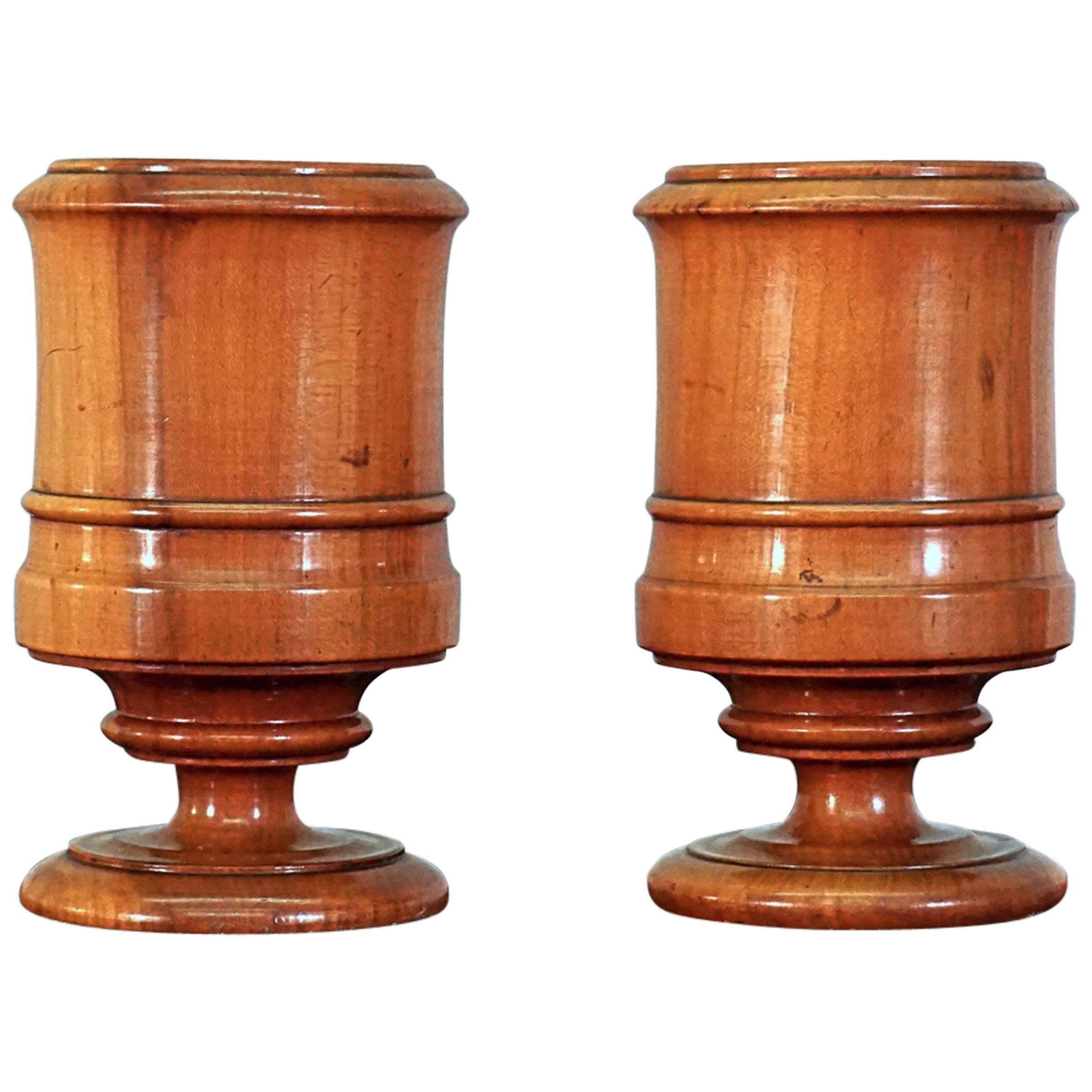 Pair of 19th Century Fruitwood Treen Goblets