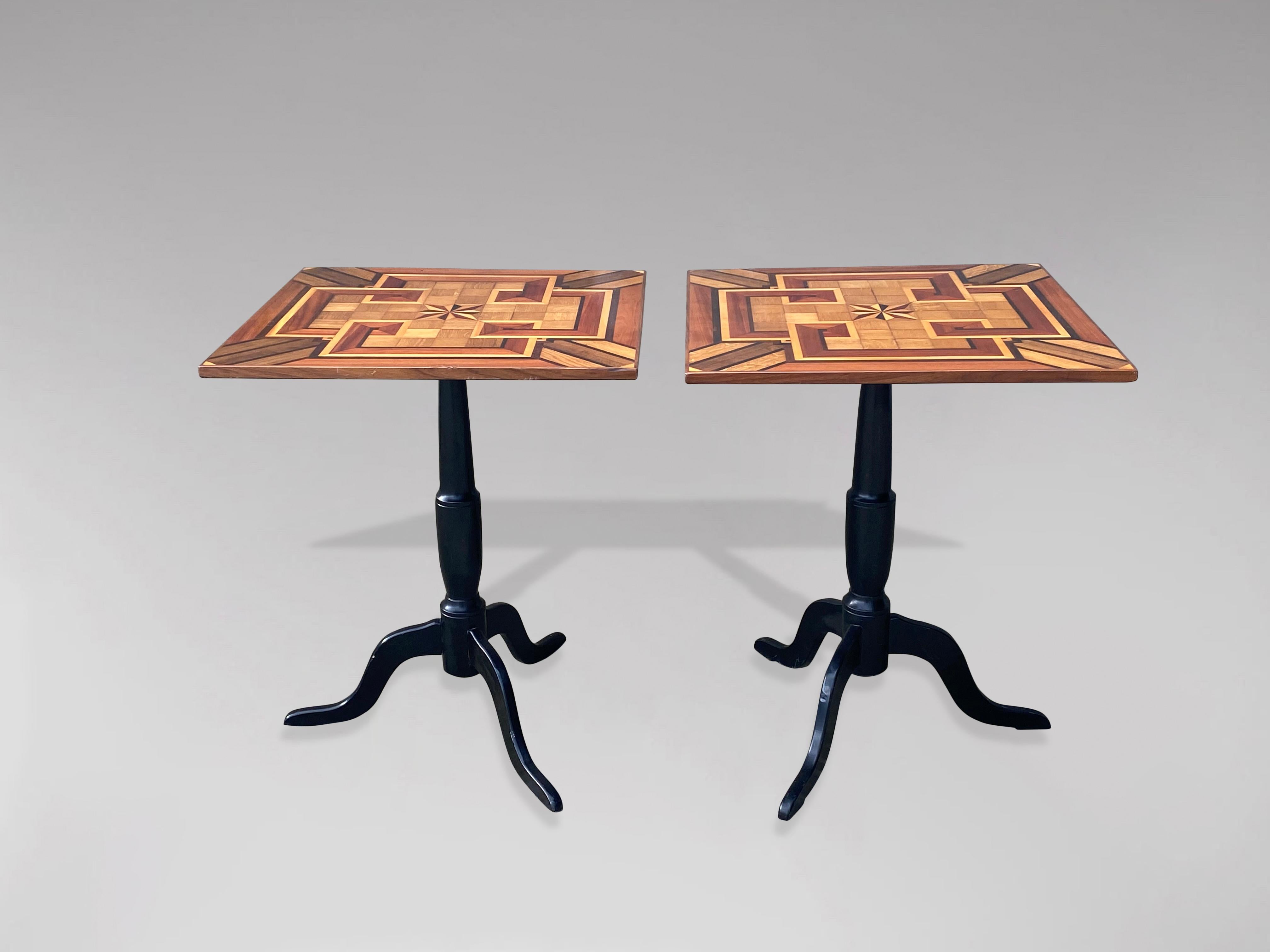 Pair of 19th Century Geometric Inlay & Marquetry Side Tables For Sale 2