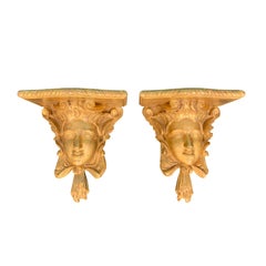 Pair of 19th Century George III Style Carved Giltwood Brackets