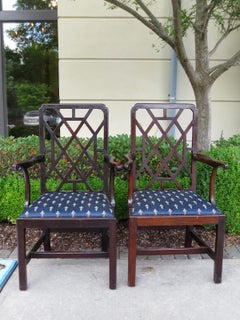 Pair of 19th Century George III Style Mahogany Hall Chairs, Tall Backs