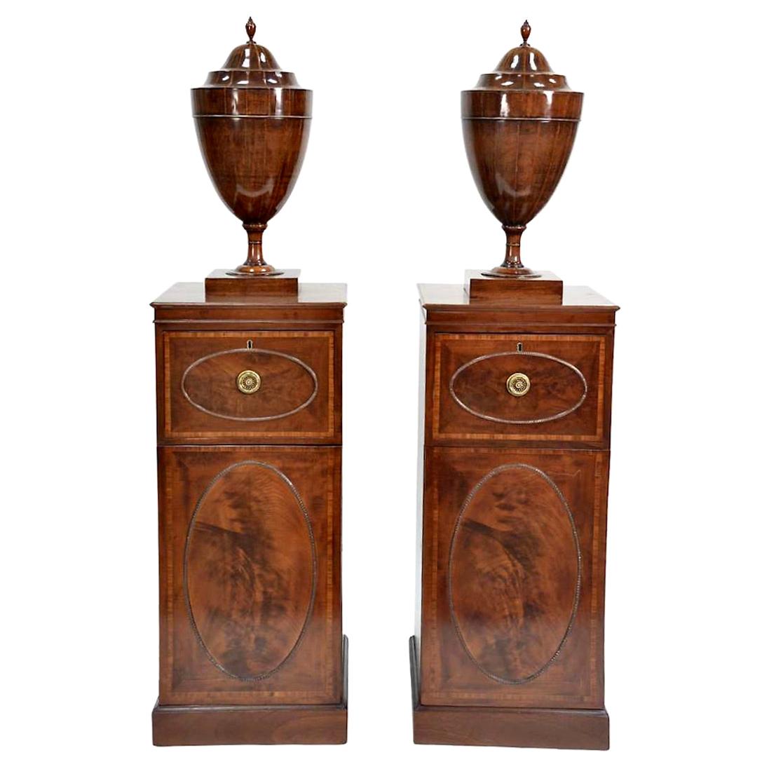 Pair of 19th Century George IV Mahogany Humidor Cabinets with Cutlery Urns