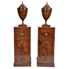 Antique Pair of 19th Century George IV Mahogany Humidor Cabinets with Cutlery Urns