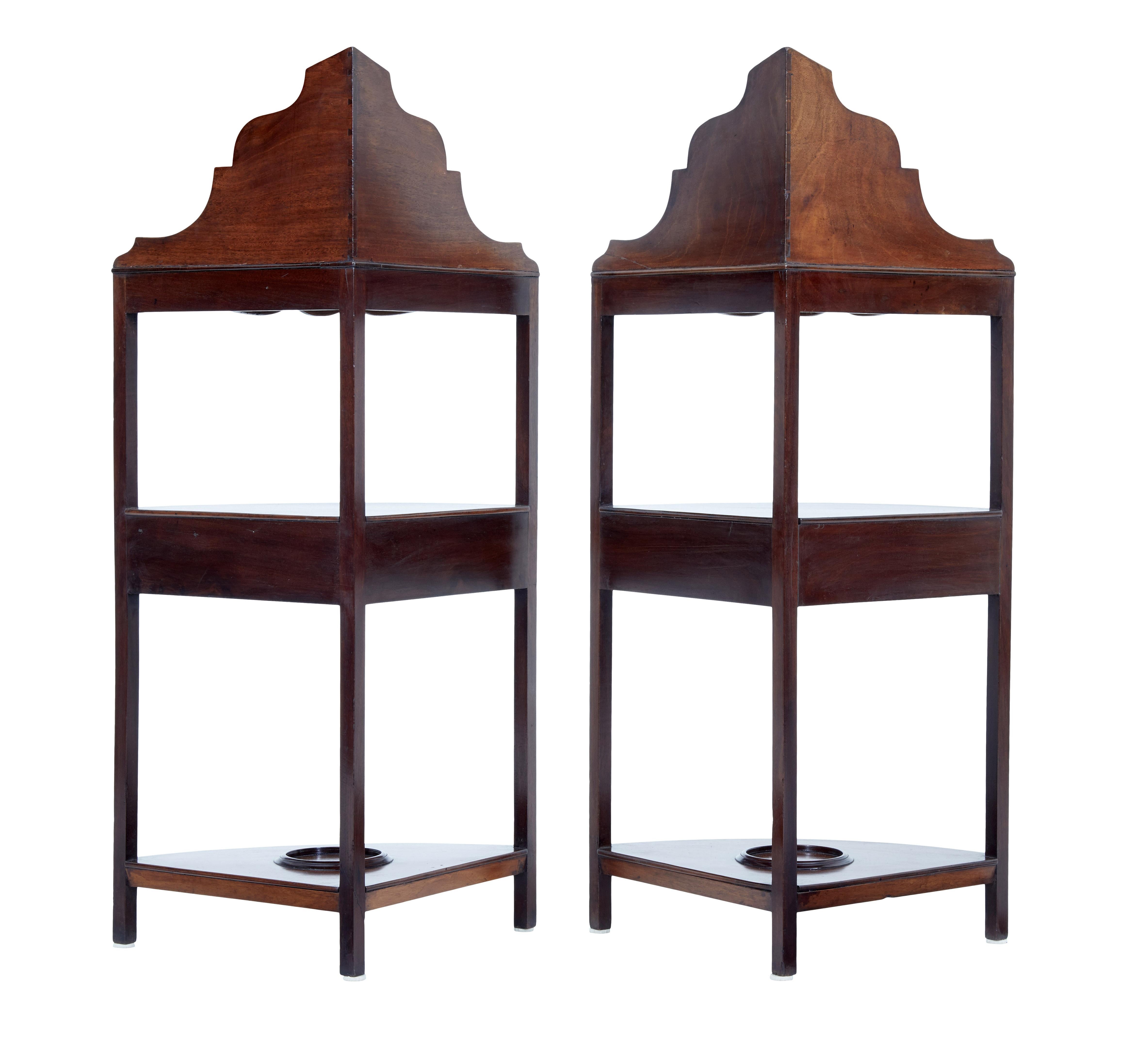 Hand-Crafted Pair of 19th Century Georgian Influenced Mahogany Washstands
