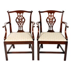 Pair of 19th Century Georgian Mahogany Chippendale Elbow Chairs Pair of 19th Century Georgian Mahogany Chippendale Elbow Chairs